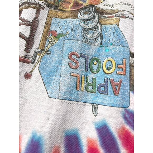 1996 Grateful Dead Vintage April Fools Jester Promo Thrashed Tie Dye Tee Shirt - Picture 5 of 8